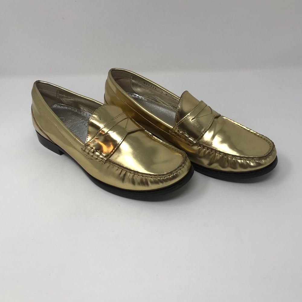 Cole Haan Gold Pinch Metallic Penny Loafer Flats